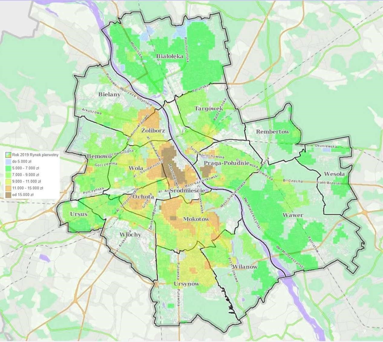 Ceny mieszkań z rynku pierwotnego w Warszawie