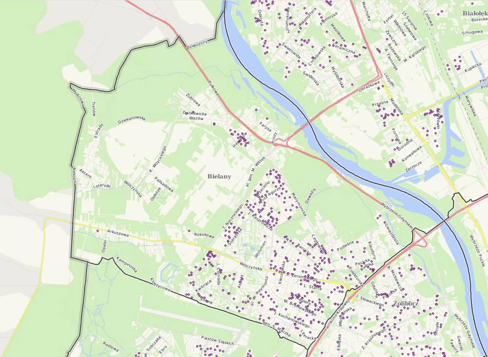 Bielany - mapa