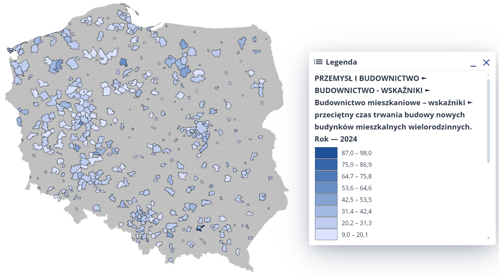 Mapa czas budowy